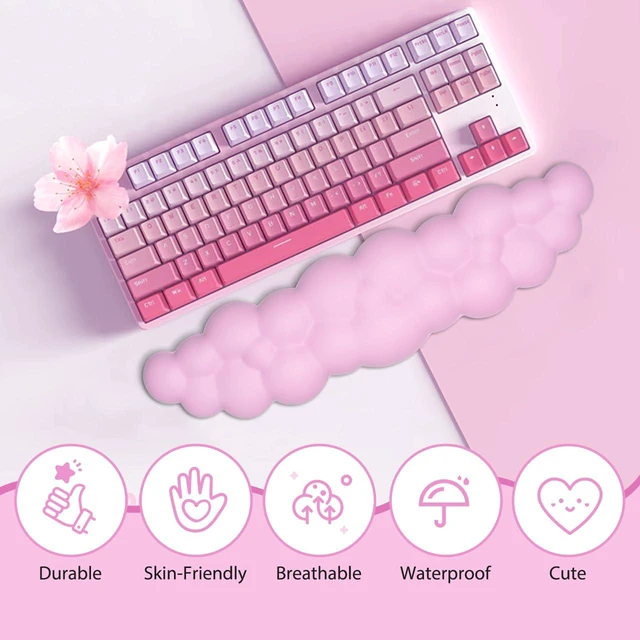 Alt view image 4 of 7 - Upgrade Leather Cloud Wrist Rest for Keyboard and Mouse & Cup Pad Wish Gift-Cute Cloud Shape, Comfortable and dont Irritate to Skin, Non-Slip PU Base,Soft Memory Foam filled for Pain Relief