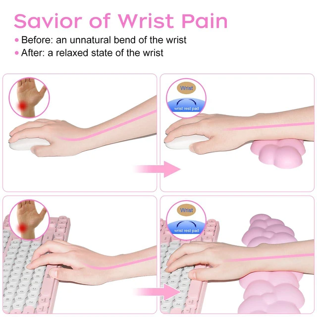 Alt view image 7 of 7 - Upgrade Leather Cloud Wrist Rest for Keyboard and Mouse & Cup Pad Wish Gift-Cute Cloud Shape, Comfortable and dont Irritate to Skin, Non-Slip PU Base,Soft Memory Foam filled for Pain Relief
