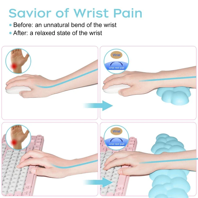 Alt view image 7 of 7 - Upgrade Leather Cloud Wrist Rest for Keyboard and Mouse & Cup Pad Wish Gift-Cute Cloud Shape, Comfortable and dont Irritate to Skin, Non-Slip PU Base,Soft Memory Foam filled for Pain Relief