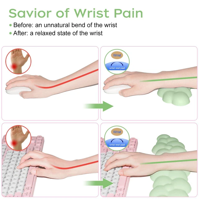 Alt view image 7 of 7 - Upgrade Leather Cloud Wrist Rest for Keyboard and Mouse & Cup Pad Wish Gift-Cute Cloud Shape, Comfortable and dont Irritate to Skin, Non-Slip PU Base,Soft Memory Foam filled for Pain Relief