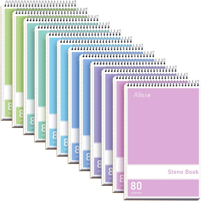 Main image of Steno Pads Spiral 6x9-12 Pack Pastel Colors - Perfect for Work, School, and Home Use, Easy Tear-Off Pages, Gregg ruled, White Paper - No Ink Bleeds - 80 Sheets