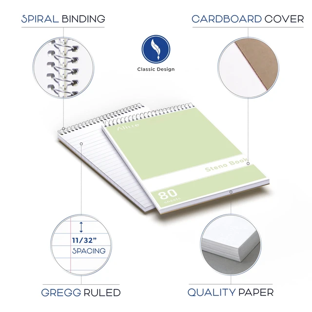 Alt view image 2 of 6 - Steno Pads Spiral 6x9-12 Pack Pastel Colors - Perfect for Work, School, and Home Use, Easy Tear-Off Pages, Gregg ruled, White Paper - No Ink Bleeds - 80 Sheets