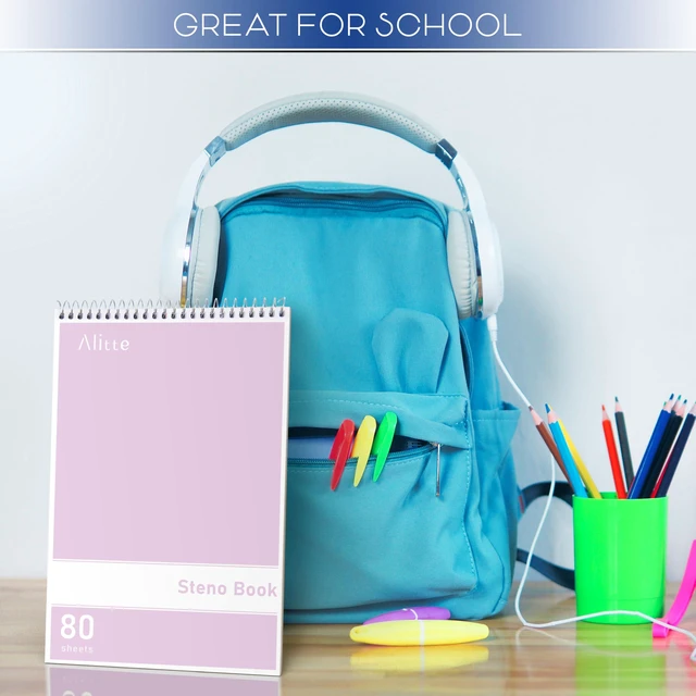 Alt view image 5 of 6 - Steno Pads Spiral 6x9-12 Pack Pastel Colors - Perfect for Work, School, and Home Use, Easy Tear-Off Pages, Gregg ruled, White Paper - No Ink Bleeds - 80 Sheets