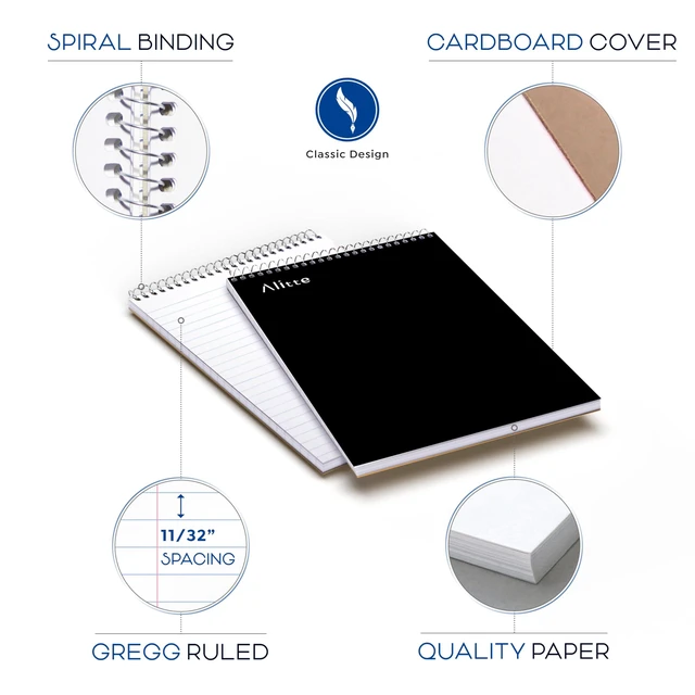 Alt view image 2 of 6 - Steno Pads Spiral 6x9-12 Pack - Gregg Ruled, Perfect for Work, School, and Home Use, Easy Tear-Off Pages, White Paper - No Ink Bleeds - 80 Sheets