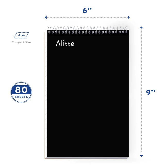 Alt view image 3 of 6 - Steno Pads Spiral 6x9-12 Pack - Gregg Ruled, Perfect for Work, School, and Home Use, Easy Tear-Off Pages, White Paper - No Ink Bleeds - 80 Sheets