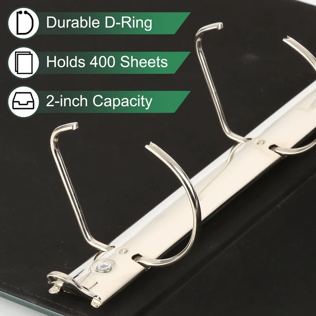 Alt view image 3 of 6 - Vintage Hardback 3 Ring Binder 2 Inch, Professional Leather Binder 3 Ring, Three Ring Binders Fits 8.5" x 11", D Ring Binders for Photo Album, Home, School and Office Supplies- Dark Green