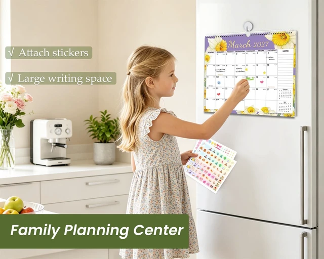 Alt view image 6 of 6 - Wall Calendar 2026-2027, Jul 2026-Dec 2027, 14.4'' x 11.4''- 3 Pack Festival-Themes, 18 Months, Eco-Friendly Paper, No-Bleeed, 214Pcs Stickers, Perfect for Home & Office, Teachers & Kid