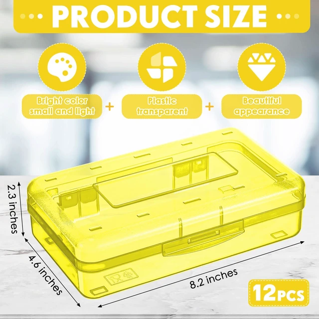 Alt view image 2 of 7 - 24 Pack Clear Plastic Pencil Box,Yellow Stackable Organizer for School Supplies, Large Case for Crayons Markers, Snap-lid Keeps Stationery Secure, Bulk Set