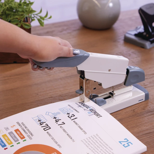Alt view image 3 of 6 - Heavy Duty Stapler, 160 Sheet Capacity, Includes Alignment Guide, Desktop Stapling, Platinum (39002)
