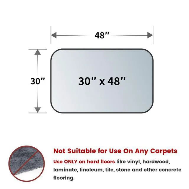 Alt view image 2 of 7 - Office Chair Mat for Hardwood Floor, 30" x 48" Rolling Chair Mat PVC HeavyDuty Floor Protector for Rolling Chairs, Smooth Gliding Surface, 0.07''(1.7mm) Thick Clear Floor Mat, Easy Clean