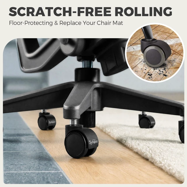 Alt view image 6 of 7 - Office Chair Wheels, Universal Standard Stem 7/16 inch x 7/8 inch, 2" Upgraded Quiet Caster Wheels Safe for All Floors Include Hardwood & Carpet, Not for 1KEA, Easy to Install, Set of 5