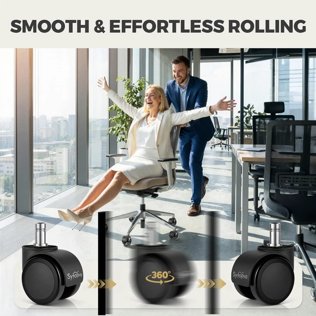 Alt view image 5 of 7 - Office Chair Wheels, Universal Standard Stem 7/16 inch x 7/8 inch, 2" Upgraded Quiet Caster Wheels Safe for All Floors Include Hardwood & Carpet, Not for 1KEA, Easy to Install, Set of 5