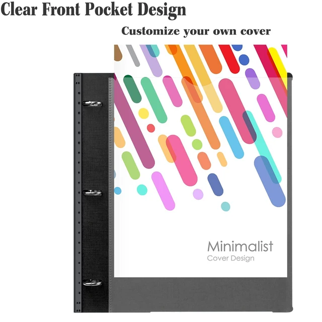 Alt view image 4 of 7 - All-in-one Telescoping Binder Notebook - 2 PCS- Refillable 3 Ring Notebook Binder with 1 Plastic Movable Pocket Folder,5 Plastic Subject dividers and Graph Paper and College Ruled Paper- Black