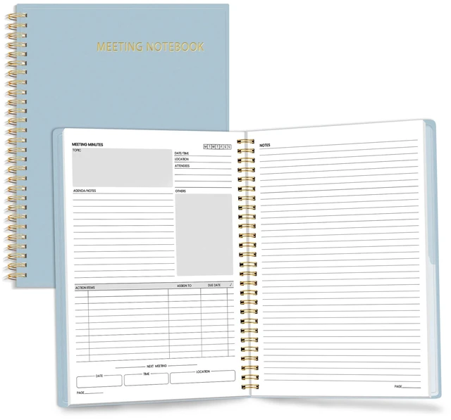 Main image of Half Meeting Half Note - 7.5"x10" Professional Notebooks for Work - 160 Pages, B5 Size Project Planner, Spiral Meeting Agenda/Minutes Organizer for Women Men, Note Taking, Office & Business