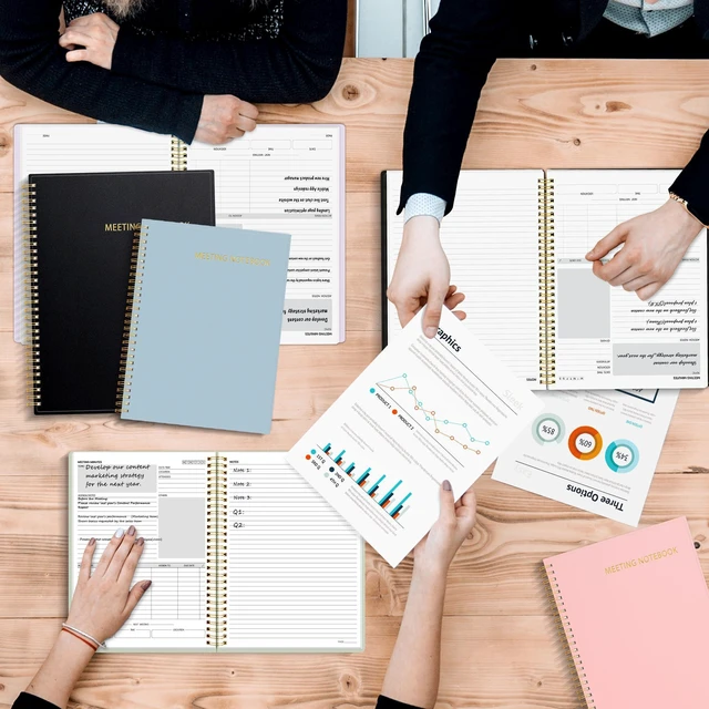 Alt view image 6 of 6 - Half Meeting Half Note - 7.5"x10" Professional Notebooks for Work - 160 Pages, B5 Size Project Planner, Spiral Meeting Agenda/Minutes Organizer for Women Men, Note Taking, Office & Business