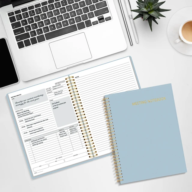 Alt view image 5 of 6 - Half Meeting Half Note - 7.5"x10" Professional Notebooks for Work - 160 Pages, B5 Size Project Planner, Spiral Meeting Agenda/Minutes Organizer for Women Men, Note Taking, Office & Business