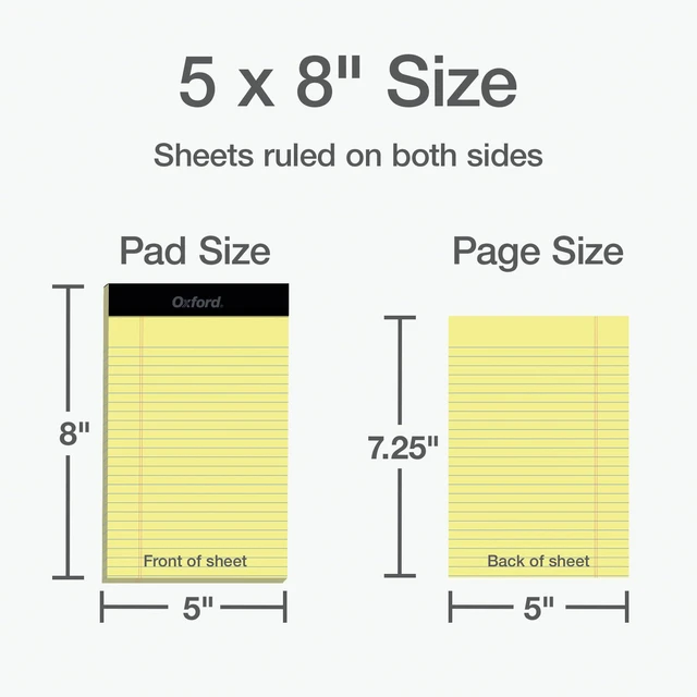 Alt view image 2 of 7 - Premium Legal Pads, 12 Pack, Premium Note Pads, 50 Jr. Legal Ruled 5" x 8" Sheets, Canary Yellow Paper with Firm Back, Small Portable Notepads