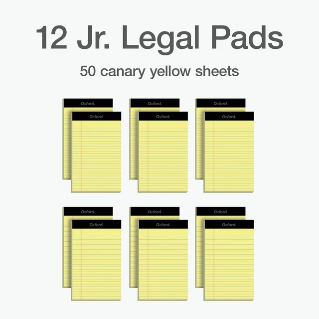 Alt view image 6 of 7 - Premium Legal Pads, 12 Pack, Premium Note Pads, 50 Jr. Legal Ruled 5" x 8" Sheets, Canary Yellow Paper with Firm Back, Small Portable Notepads