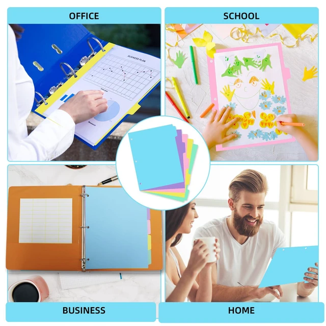 Alt view image 5 of 7 - 5 Tab Binder Dividers with Tabs,for 3 Ring Binder,Plastic File Dividers, Pastel Color,Letter Size,6 Sets