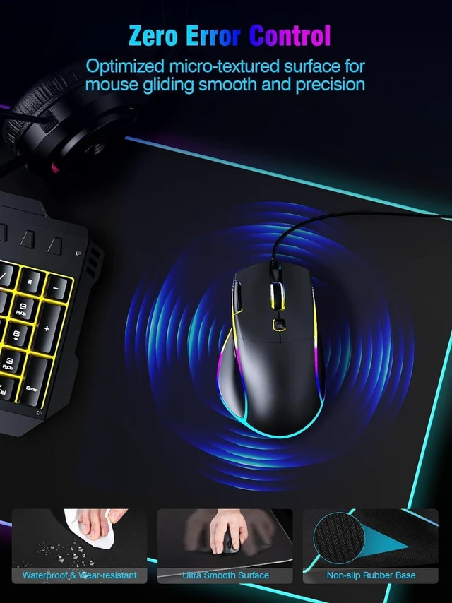Alt view image 6 of 7 - Mouse Pad with Magnetic Wireless Charging, Large Desk Pad Protector, RGB Black Desk Mat with 15W Fast Charger, Non-Slip Waterproof Mousepad for Office Home Gaming