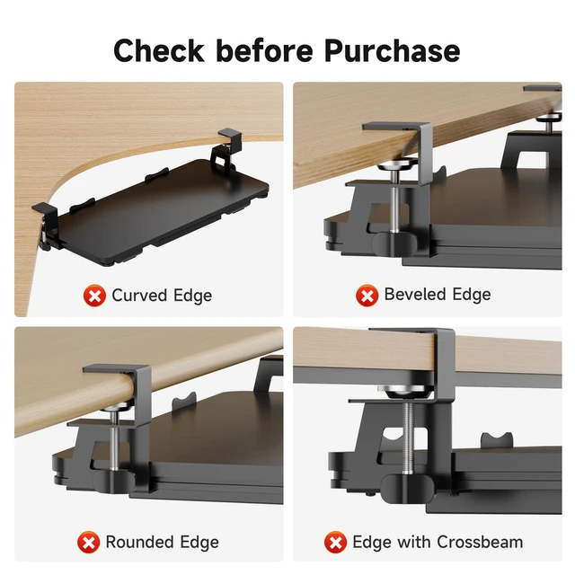 Alt view image 7 of 7 - Keyboard Tray Under Desk with Storage Drawer Large C-Clamp 26.7(31 Including Clamps) x 11.8 Slide-Out Platform Computer Drawer Pull Out Keyboard & Mouse Tray DSF7CT