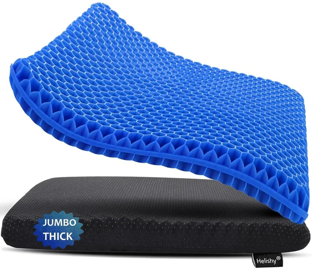 Main image of Gel Seat Cushion, Jumbo&Thick Gel Cushion Chair Pads with Non-Slip Cover for Home Office Car Seat Wheelchair, Soft Breathable Honeycomb Seat Pads for Relieve Hip Pain, Blue 20x20x1.9inch