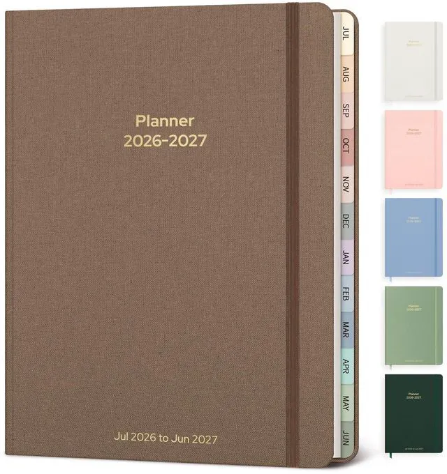 Main image of Planner 2026-2027 Weekly & Monthly Academic Planner, 6" x 8.3" July 2026 - June 2027, Hardcover Agenda 2026-2027 Calendar Daily Planner for Student Teacher with Monthly Tabs, Brown