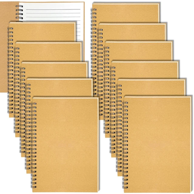 Main image of 12Pack Spiral Notebook, 5.7x8.3 Small Notebooks for Work 120Page Note Pads Multipack Blank Kraft A5 College Ruled Notebook Journal Spiral Bound for Writing Lined Notepad for Office School Journaling