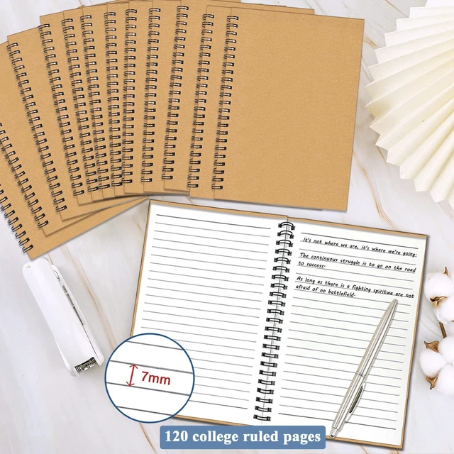 Alt view image 2 of 7 - 12Pack Spiral Notebook, 5.7x8.3 Small Notebooks for Work 120Page Note Pads Multipack Blank Kraft A5 College Ruled Notebook Journal Spiral Bound for Writing Lined Notepad for Office School Journaling