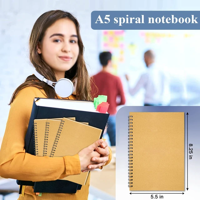Alt view image 6 of 7 - 12Pack Spiral Notebook, 5.7x8.3 Small Notebooks for Work 120Page Note Pads Multipack Blank Kraft A5 College Ruled Notebook Journal Spiral Bound for Writing Lined Notepad for Office School Journaling