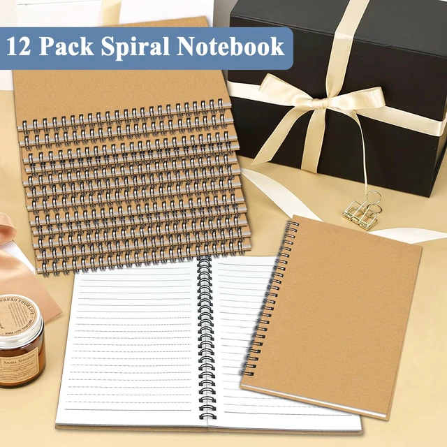 Alt view image 7 of 7 - 12Pack Spiral Notebook, 5.7x8.3 Small Notebooks for Work 120Page Note Pads Multipack Blank Kraft A5 College Ruled Notebook Journal Spiral Bound for Writing Lined Notepad for Office School Journaling