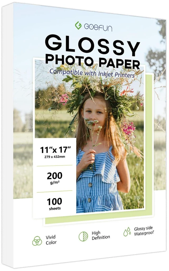 Main image of 11x17 Photo Paper Glossy, 54 LB Photo Printer Paper 100 Sheets 200 GSM Picture Paper for Inkjet Printer and Dye Ink