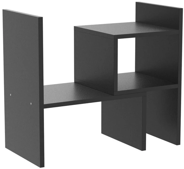 Alt view image 4 of 7 - Adjustable Rotatable Wood Desktop Display Shelf Black Wooden Desk Organizer, Cute Dorm & Cubicle Decor. Stores Makeup & Mini Plants, Space-Saving Storage for Small College Rooms