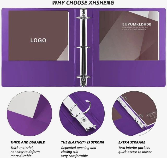 Alt view image 5 of 7 - 2 Inch 3 Ring Binders,Multicolor Customizable Round Ring Binder for School,Office,Home,Purple/Pink/Blue/Green,4 Pack