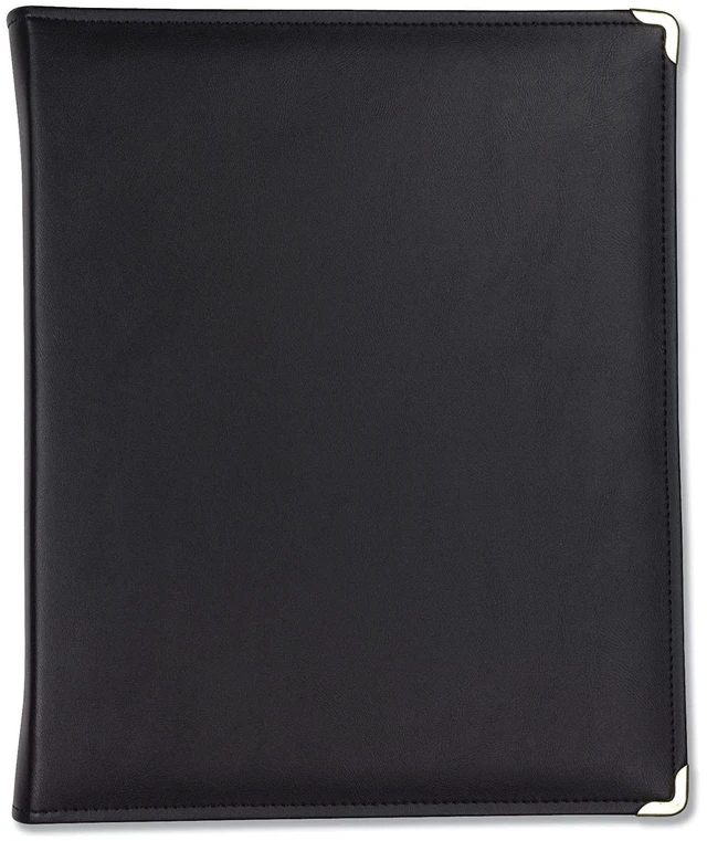 Main image of Classic Collection Leather Binder, Zippered, Executive Presentation Portfolio, 1.5 Inch (Holds 325 Sheets), Brass Round Ring, Black