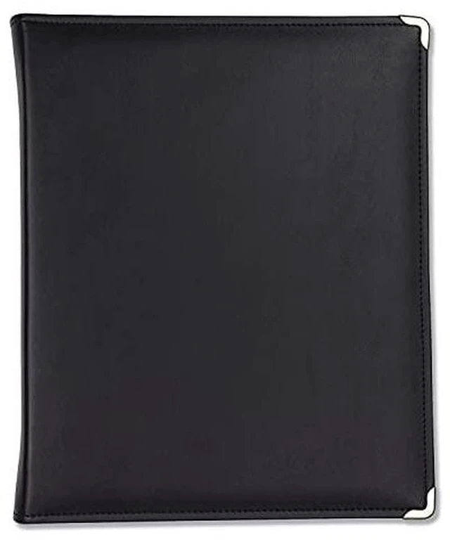 Alt view image 3 of 3 - Classic Collection Leather Binder, Zippered, Executive Presentation Portfolio, 1.5 Inch (Holds 325 Sheets), Brass Round Ring, Black