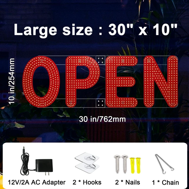 Alt view image 3 of 6 - 30"x10" Open Sign, LED Open Sign for Business, Ultra Bright Dimmable with 3 Scene Modes, Large Illuminated Business Sign for Storefront Window, Cafe, Bar, Restaurant, Salon (White)