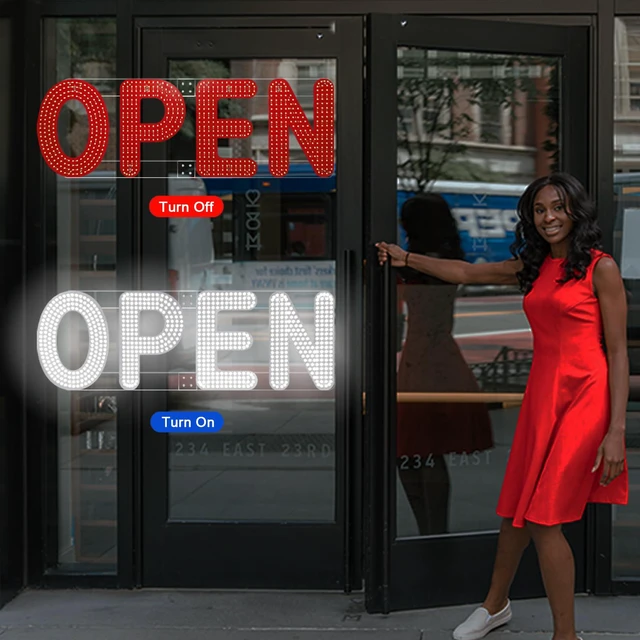 Alt view image 6 of 6 - 30"x10" Open Sign, LED Open Sign for Business, Ultra Bright Dimmable with 3 Scene Modes, Large Illuminated Business Sign for Storefront Window, Cafe, Bar, Restaurant, Salon (White)