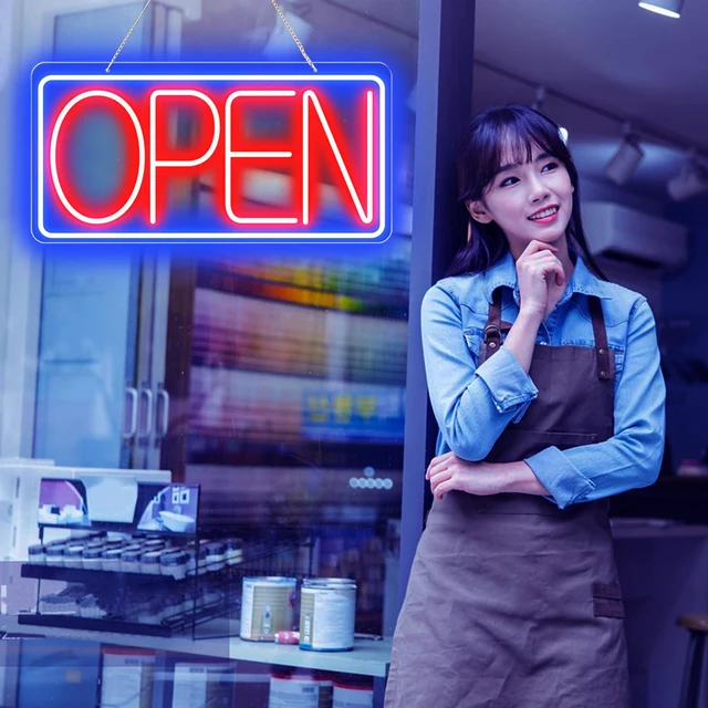 Alt view image 2 of 7 - 22" X 11" Led Neon Open Signs for Business 12V/2A Ultra Bright Led Neon Open Signs Plug In Electric Light Up Open Sign with ON/OFF Switch for Bar Salon Coffee Stores Club Hotel (Horizontal)