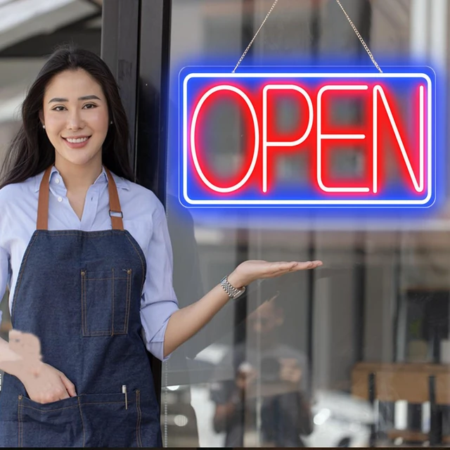 Alt view image 7 of 7 - 22" X 11" Led Neon Open Signs for Business 12V/2A Ultra Bright Led Neon Open Signs Plug In Electric Light Up Open Sign with ON/OFF Switch for Bar Salon Coffee Stores Club Hotel (Horizontal)