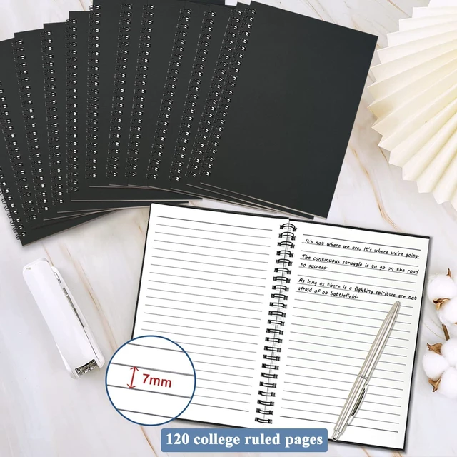 Alt view image 2 of 7 - 12Pack Spiral Notebook, 5.7x8.3 Small Notebooks for Work 120Page Note Pads Multipack Blank Kraft A5 College Ruled Notebook Journal Spiral Bound for Writing Lined Notepad for Office School Journaling
