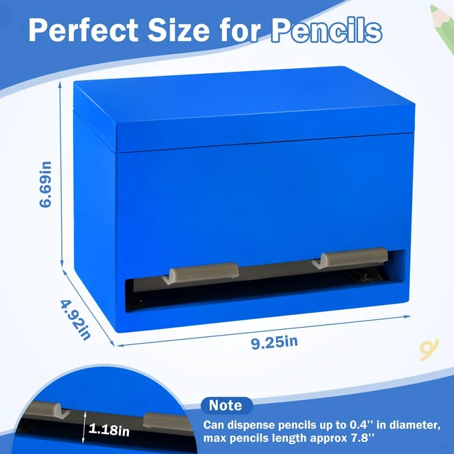 Alt view image 7 of 7 - Pencil Dispenser for Classroom, Wooden Desk Pencil Holder, Blue Teacher Must Haves, Classroom Organization, Wooden Dispenser for Pencils or Straws, for Offices, Kitchens, Restaurants