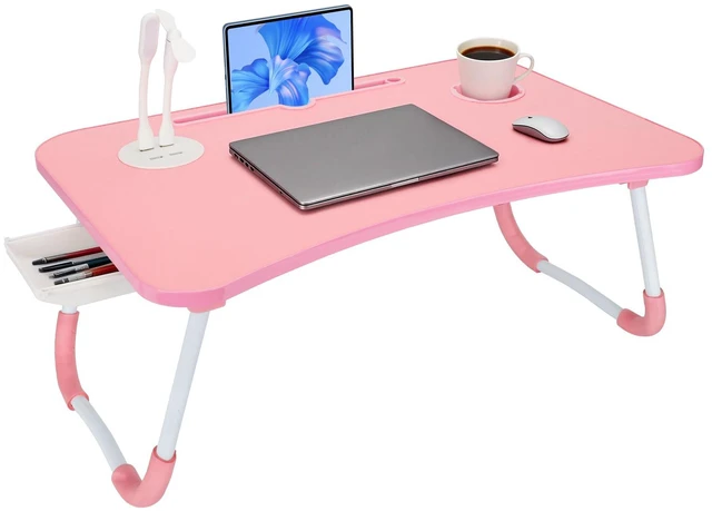 Main image of Laptop Bed Desk, Lap Desk, Laptop Table with USB Charge Port, Desktop Card, Cup Holder, Foldable Bed Tray Table for Couch Sofa Chair Floor Eating Working