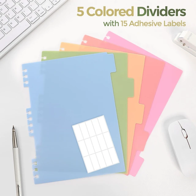 Alt view image 3 of 7 - 5 Subject Notebook with Dividers and Tabs, 8" x 10" College Ruled Notebook for Work, 300 Pages Spiral Journal for Women, Green
