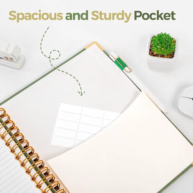 Alt view image 7 of 7 - 5 Subject Notebook with Dividers and Tabs, 8" x 10" College Ruled Notebook for Work, 300 Pages Spiral Journal for Women, Green