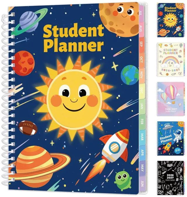 Main image of Elementary Student Planner 2026-2027, Dated Academic Year Jul. 2026 - Jun. 2027, 6.5"×8.3" School Planner for Kids, Datebooks Weekly & Monthly Plan Book with Bookmark/Monthly Tabs, Solar System
