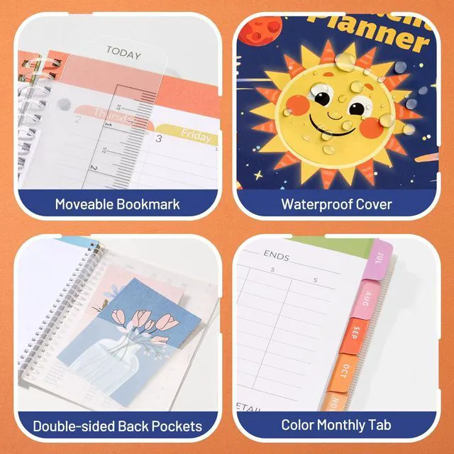 Alt view image 5 of 7 - Elementary Student Planner 2026-2027, Dated Academic Year Jul. 2026 - Jun. 2027, 6.5"×8.3" School Planner for Kids, Datebooks Weekly & Monthly Plan Book with Bookmark/Monthly Tabs, Solar System