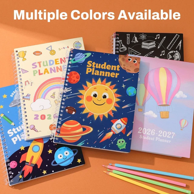 Alt view image 7 of 7 - Elementary Student Planner 2026-2027, Dated Academic Year Jul. 2026 - Jun. 2027, 6.5"×8.3" School Planner for Kids, Datebooks Weekly & Monthly Plan Book with Bookmark/Monthly Tabs, Solar System
