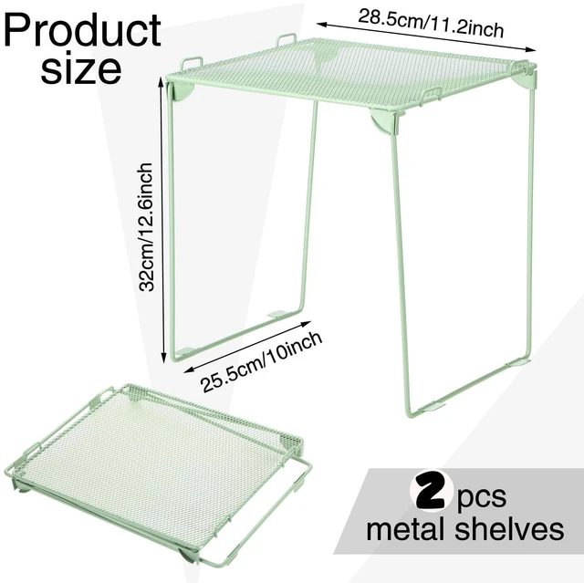 Alt view image 2 of 7 - 13 Pcs Locker Organizer Kit Stackable Mesh Shelves School, Green