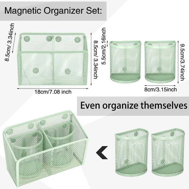 Alt view image 4 of 7 - 13 Pcs Locker Organizer Kit Stackable Mesh Shelves School, Green